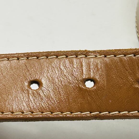 Cipriani Brown English Saddle Leather Belt M 1" Silver Buckle Accents - Picture 5 of 9